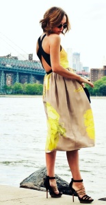 Floral Black and Yellow Dress