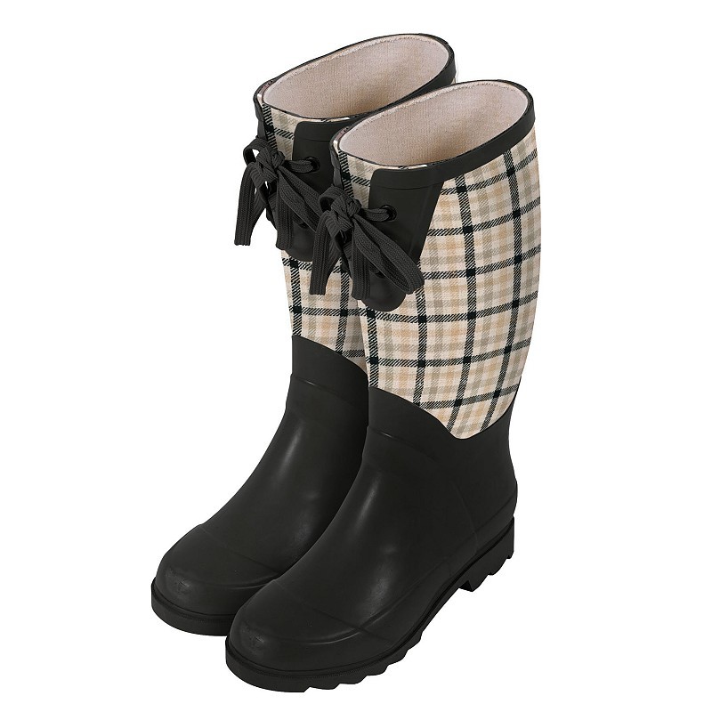 Laura Ashley Contemporary Check Charcoal Biscuit Wellies £45
