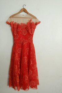 Red and Nude Lace Dress